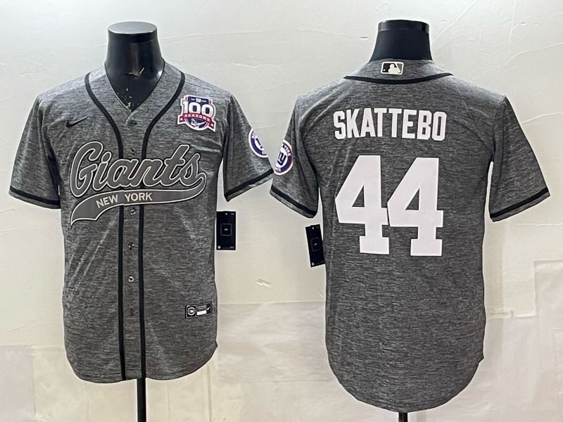 Men 2025 New York Giants #44 Skattebo Grey Joint Name Nike Limited NFL Jersey 06